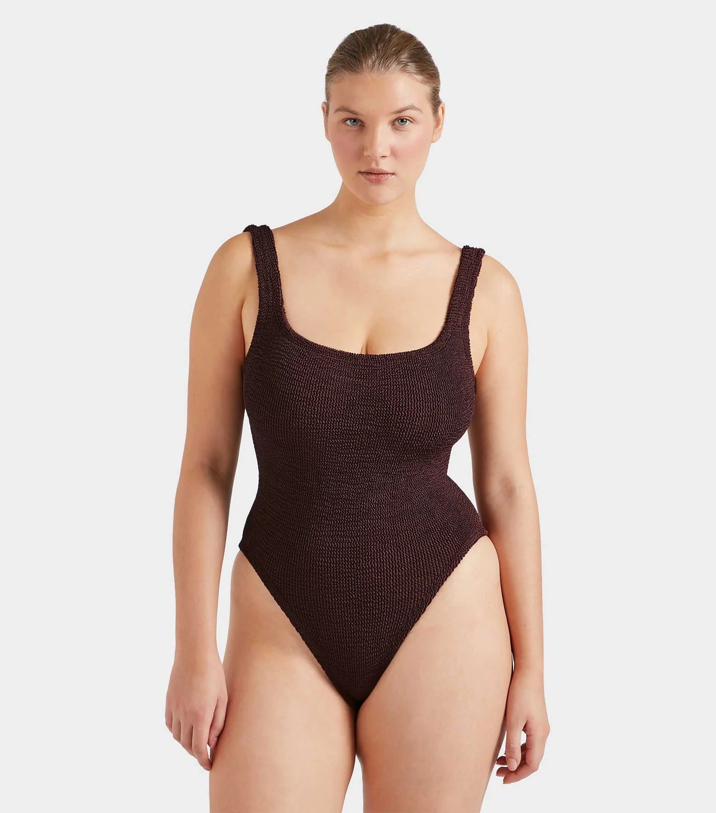 Square Neck Swim - Metallic Chocolate