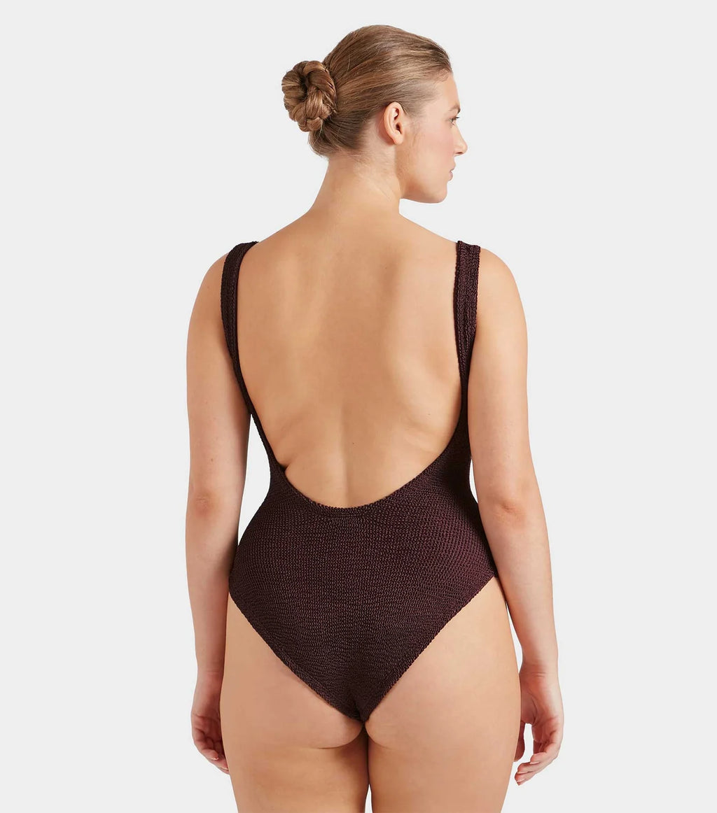 Square Neck Swim - Metallic Chocolate