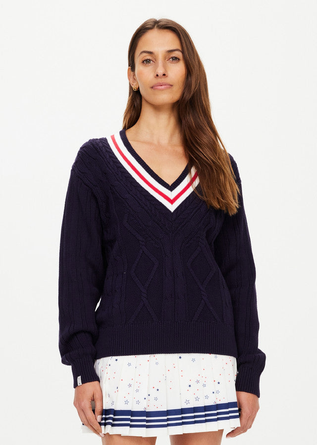Renshaw Josette V Neck Sweater - Navy