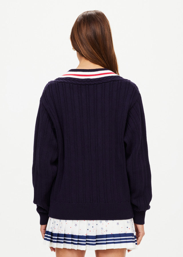 Renshaw Josette V Neck Sweater - Navy