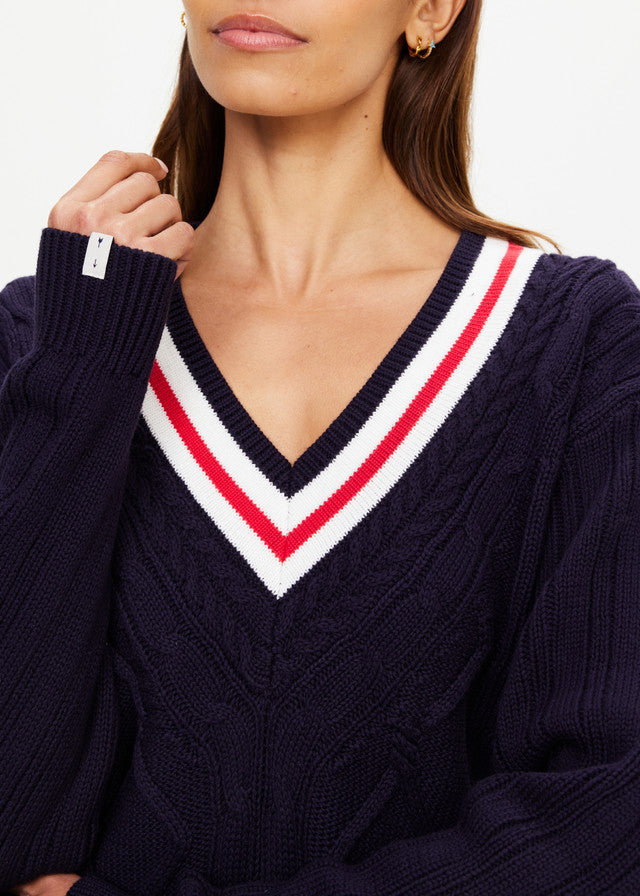 Renshaw Josette V Neck Sweater - Navy